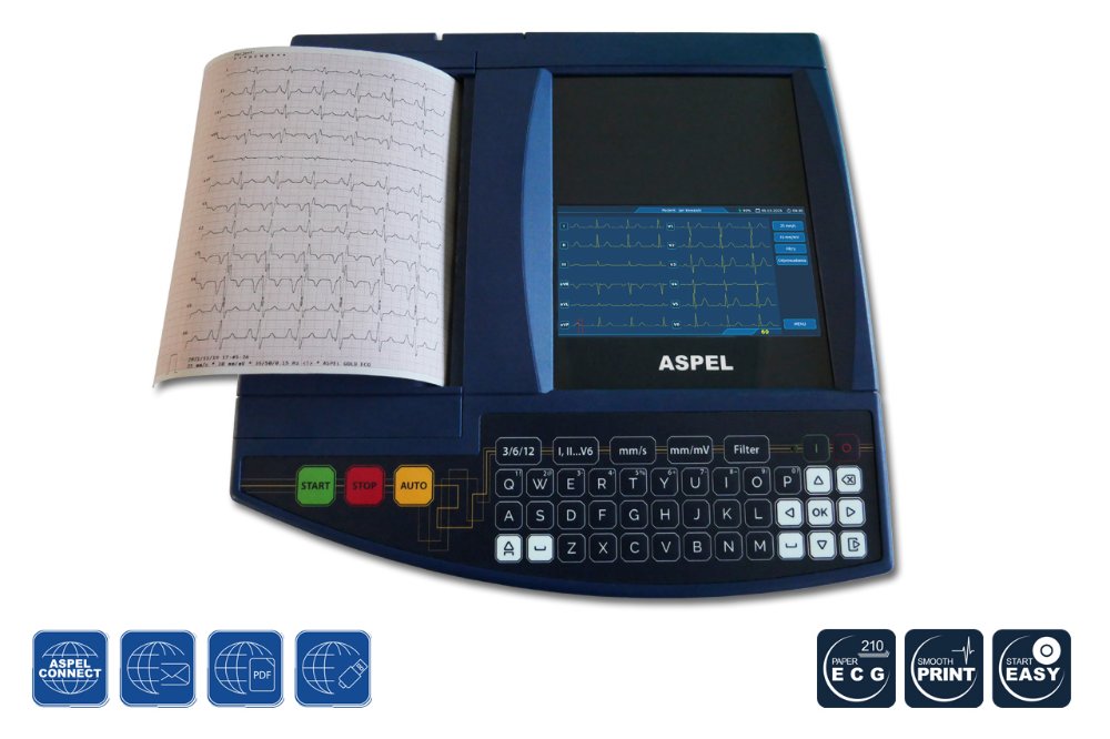Aparat EKG ASPEL AsCARD Gold v.07.101 – 12-kanałowy elektrokardiograf