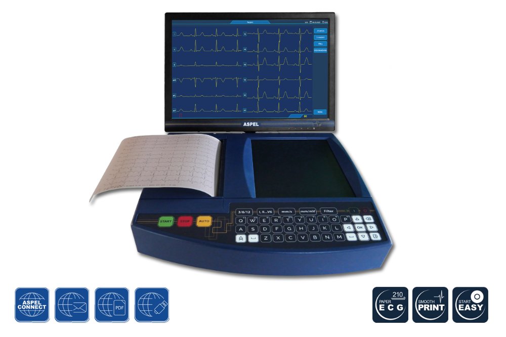 Aparat EKG ASPEL AsCARD Gold v.15.101 z dużym ekranem dotykowym