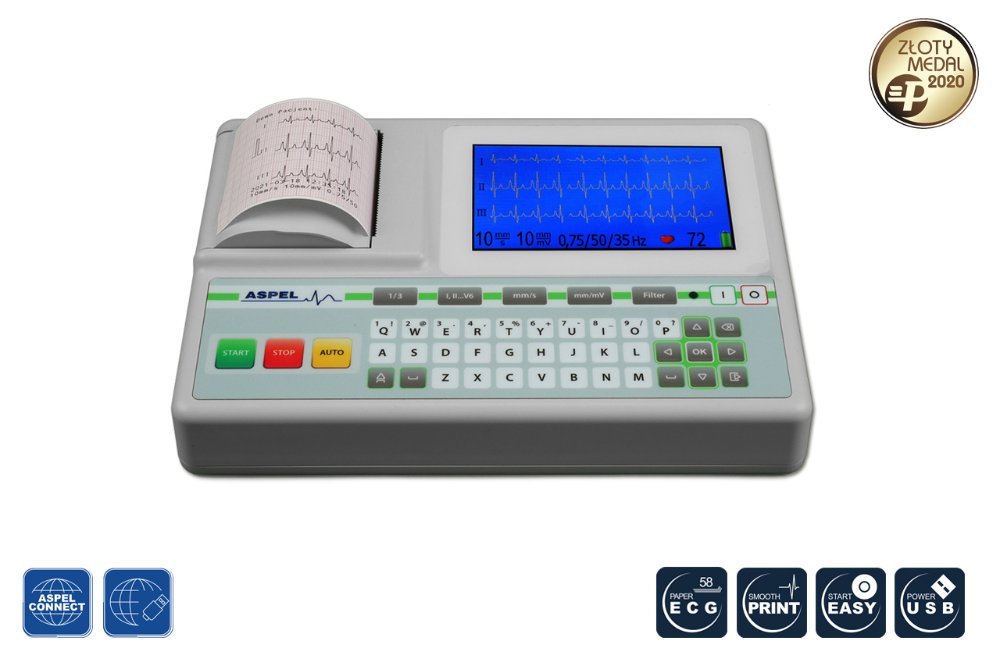 Aparat EKG ASPEL AsCARD Green v.06.101 – elektrokardiograf dla przychodni