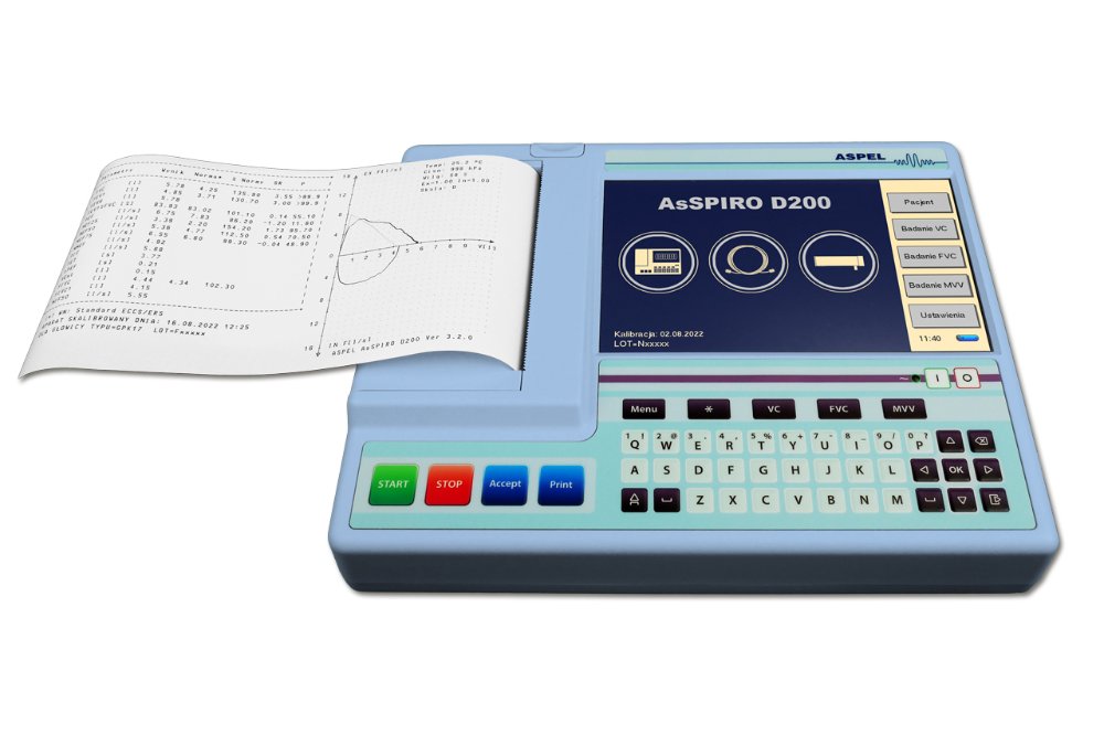 Spirometr ASPEL SPM SPIRO v.303 z głowicą pneumotachometryczną